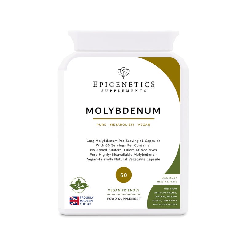 Molybdenum Capsules | Highly Bioavailable Supplement | 60 Capsules, Long 2-Month Supply Without Fillers, Binders or Additives | 1mg Potassium Molybdate Per Serving | Made in The UK & Vegan Friendly
